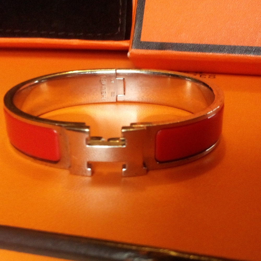 Hermes Click H red & silver GM with pouch & box - Picture 10 of 11